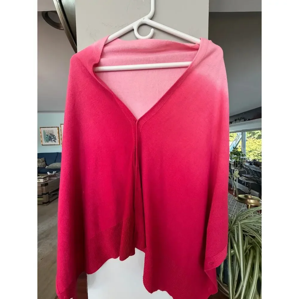 Pink Ombré Convertible Cardigan Wrap Shawl Button Side Cozy Layering Sweater